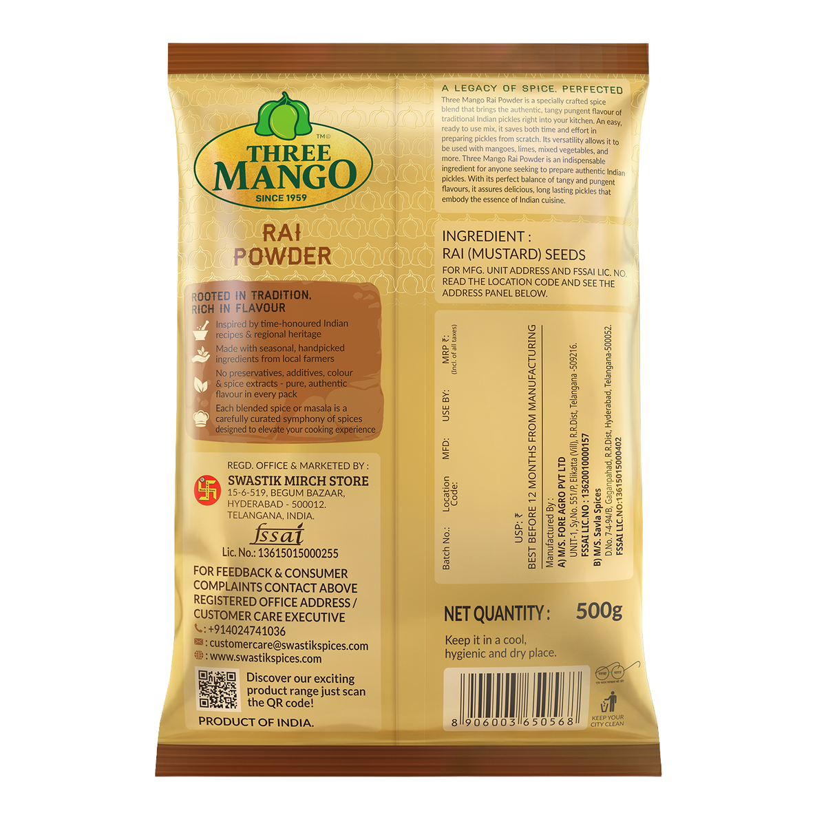 Three Mango Rai Powder – Strong Flavour | 100% Natural – Swastik Spices